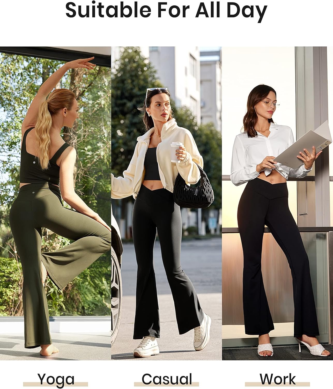 CRZ YOGA Butterluxe Crossover Flare Leggings for Women