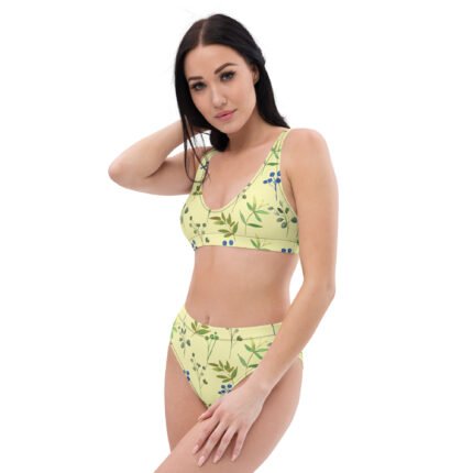 Radiant Sunshine Recycled High-Waisted Bikini - Stunning Yellow Floral Design