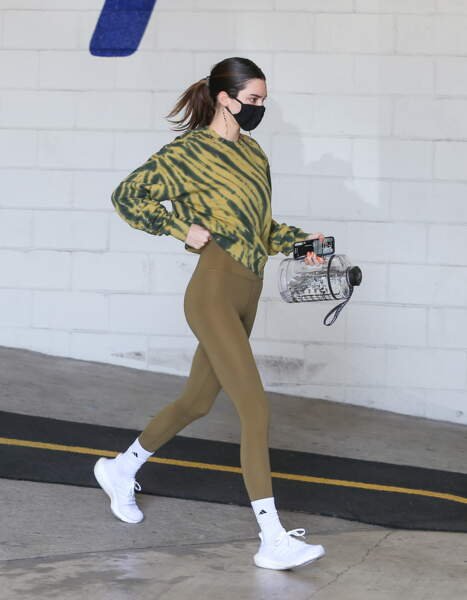 Kendall Jenner in leggings and athletic-socks