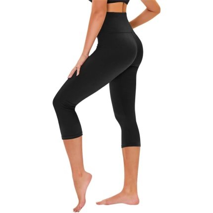 Awesome  $9.98 Amazing  TNNZEET Capri Leggings for Women - Tummy Control Black Leggings with Pockets High Waisted Yoga Pants Workout Cycling Leggings