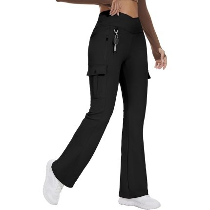 Awesome   Comfortable  Flare Leggings for Women Yoga Crossover High Waist Pants with Tummy Control Workout Cargo with 5 Pockets Bootcut Leggings