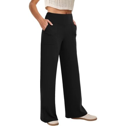 Awesome   Luxurious  Wide Leg Pants Woman High Waist Yoga Pants with Pockets Loose Stretch Dress Work Pants Casual Lounge Sweatpants