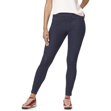 Discount   .95 Amazing  HUE Women’s Essential Denim Leggings with Pockets Curvy Fit Pull On Pants, Available in Plus Size