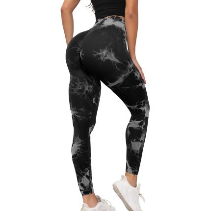 Save  .99 Stylish  Tie Dye Butt Lifting Leggings for Women,Scrunch Seamless High Waisted Workout Yoga Gym Pants