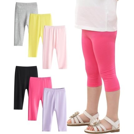 Save  .99 Flattering  Adorel Girls Capri Leggings 3/4 Pants Summer Pack of 6