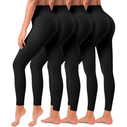 Save  .99  Innovative  4 Pack Leggings for Women Butt Lift High Waisted Tummy Control Slimming Black No See-Thru Yoga Pants Workout Running