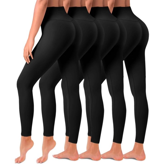 Save  .99  Innovative  4 Pack Leggings for Women Butt Lift High Waisted Tummy Control Slimming Black No See-Thru Yoga Pants Workout Running