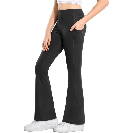 Shop now  .99 Amazing  Stelle Girl’s Flare Leggings with Pockets High Waisted Bootcut Yoga Pants Kids Dance Bell Bottoms Leggings Amazon