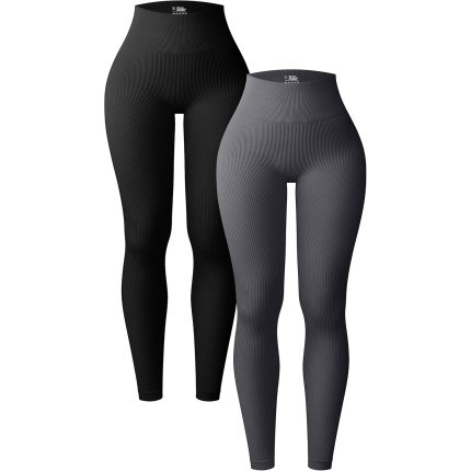 Shop now  $32.99 Vibrant  OQQ Women's 2 Piece Yoga Leggings Ribbed Seamless Workout High Waist Athletic Pants