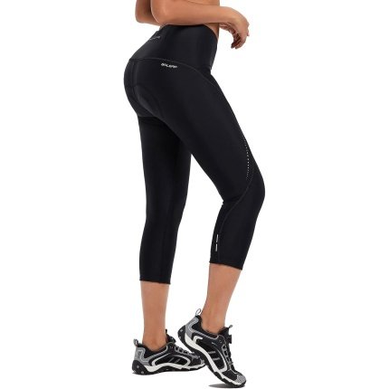 Shop now  .99  Fashion-Forward   BALEAF Women’s Bike Pants High Waist 4D Padded Cycling Capris Shorts 3/4 Biking Tights Pockets UPF50+