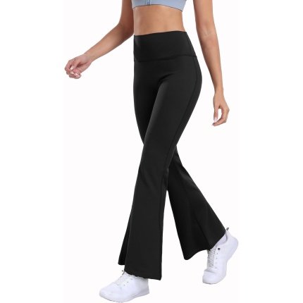 Shop now  Trendsetting   Womens Flare Leggings with Tummy Control High Waist Yoga Pants Gym Athletic Leggings for Women Pet Hair Resistant Black, X-Large