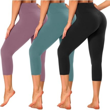 discount price  .99 Flattering  GAYHAY 3 Pack Capri Leggings for Women – Stretch Tummy Control Yoga Pants for Cycling Workout