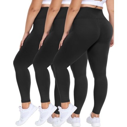 discount price  $24.99  Luxurious  GAYHAY 3 Pack Plus Size Leggings for Women - High Waist Stretchy Tummy Control Pants for Workout Yoga Running